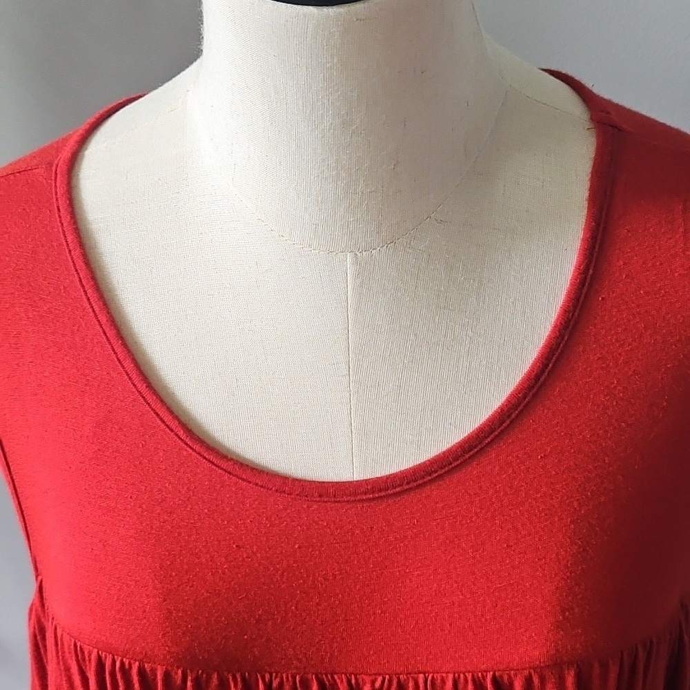 Watermelon Rust Color Cold Shoulder Dress with Ruffle - Picture 7 of 12